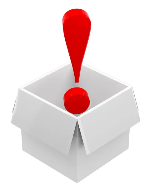 Red exclamation mark in box — Stock Photo, Image