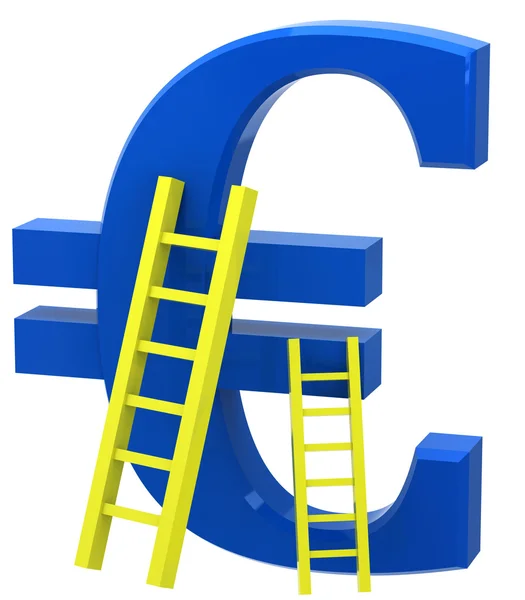 Signo de euro con escalera — Foto de Stock