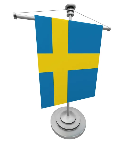 Svenska flaggan isolerad på flaggstången — Stockfoto