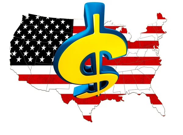 EUA mapa com bandeira — Fotografia de Stock