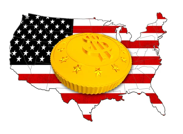 USA map with flag and dollar sign — Stock Photo, Image