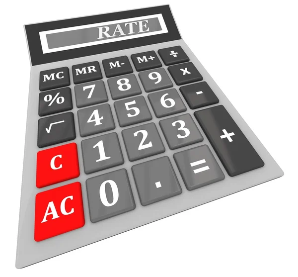 Calculator with the word rate — Stock Photo, Image