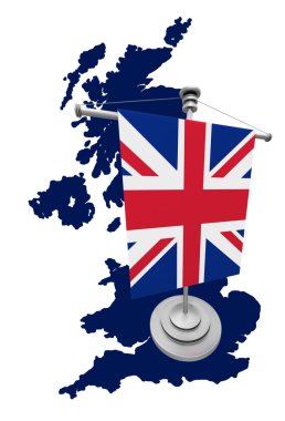 Bayrağı olan büyük Britanya haritası
