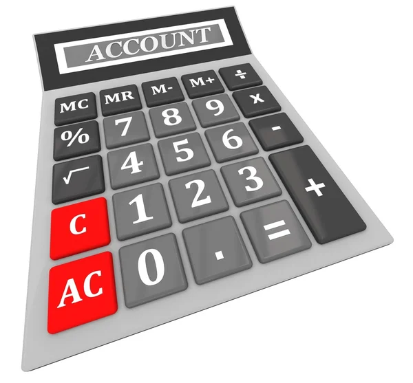 Kalkulačka s účtem slovo — Stock fotografie