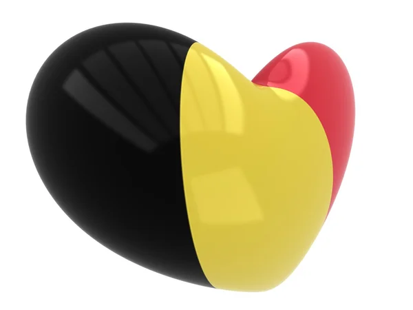 Tvar srdce Belgie vlajky — Stock fotografie