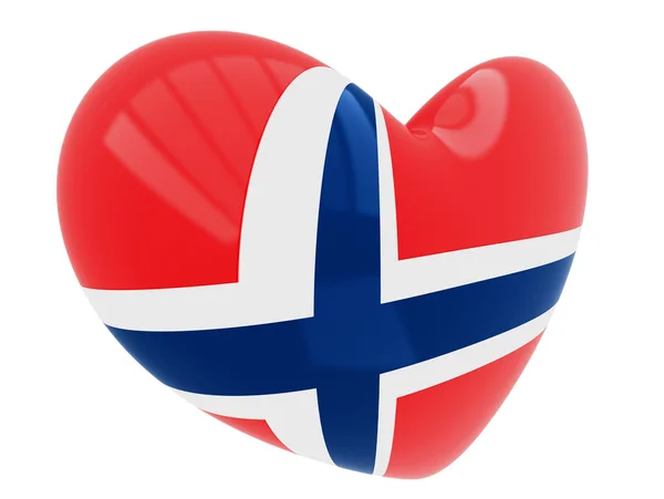 Icono en forma de corazón con bandera de Noruega — Foto de Stock