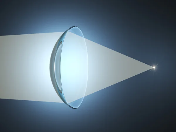 Contactlenzen lens licht. natuurkunde wetenschap concept. 3D illustrat — Stockfoto