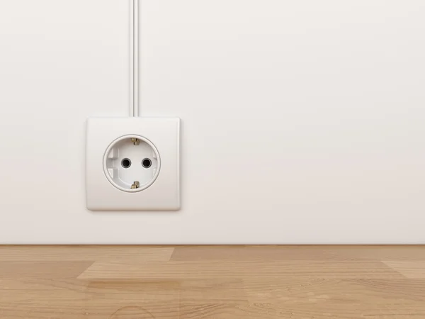 Elektrische stopcontact op lege muur. 3D illustratie — Stockfoto