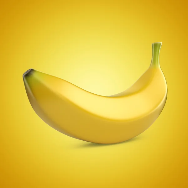 Frutto di banana su fondo giallo. 3Dustrazione — Foto Stock