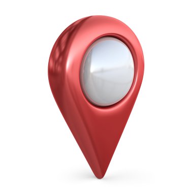 Ralistic harita işaretçi. GPS konumu sembolü; 3d simge izole