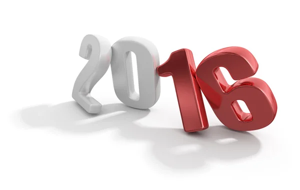 Ευτυχισμένο το νέο έτος 2016. Ρεαλιστική 3d αριθμούς που απομονώνονται σε λευκό — Φωτογραφία Αρχείου