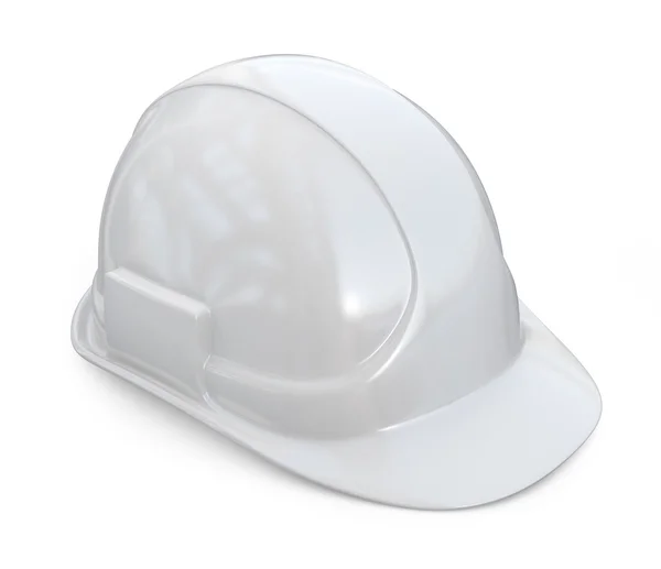 Casco blanco, casco duro. Icono 3D aislado sobre fondo blanco — Foto de Stock