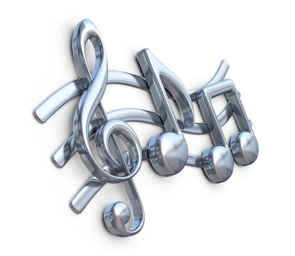 Metallic music note 3D. Music composition. Isolated on white — Stock Photo, Image