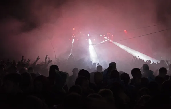 Musik konsert med lampor, dimma, skara Stockbild