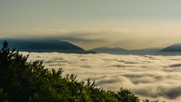 Odunsu Tepelerde Hareket Eden Bulutların Hızlanması — Stok video