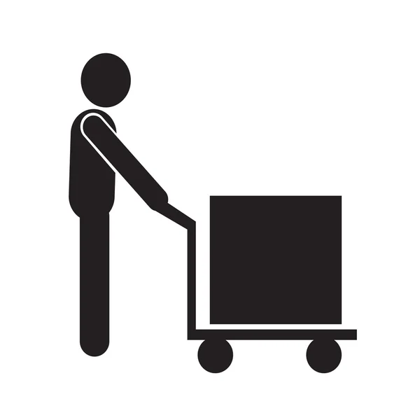 Man Moving Box Piktogram Ikona Ilustracja projektu — Wektor stockowy