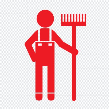 Temiz adam ve Temizleme Aracı ekipman illüstrasyon tasarımı