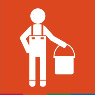 Temiz adam ve Temizleme Aracı ekipman illüstrasyon tasarımı