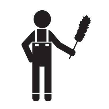 Temiz adam ve Temizleme Aracı ekipman illüstrasyon tasarımı