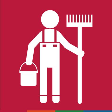 Temiz adam ve Temizleme Aracı ekipman illüstrasyon tasarımı