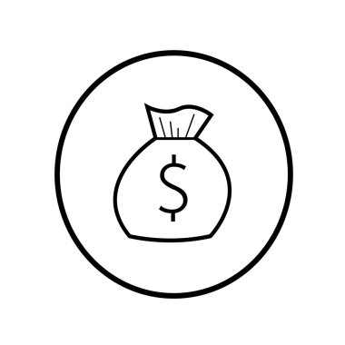 İnce çizgili para çantası simgesini illüstrasyon Tema