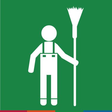 Temiz adam ve Temizleme Aracı ekipman illüstrasyon tasarımı