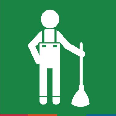 Temiz adam ve Temizleme Aracı ekipman illüstrasyon tasarımı