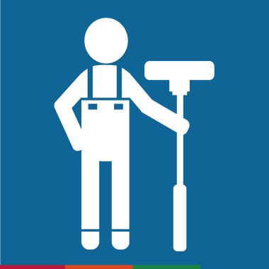 Temiz adam ve Temizleme Aracı ekipman illüstrasyon tasarımı