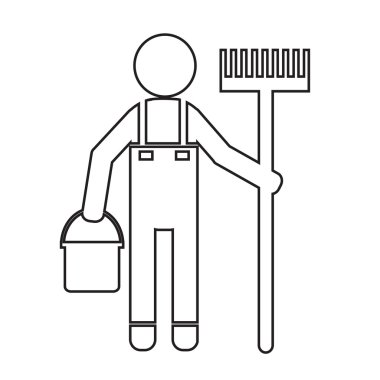 Temiz adam ve Temizleme Aracı ekipman illüstrasyon tasarımı