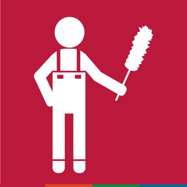 Temiz adam ve Temizleme Aracı ekipman illüstrasyon tasarımı