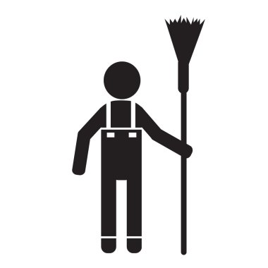 Temiz adam ve Temizleme Aracı ekipman illüstrasyon tasarımı