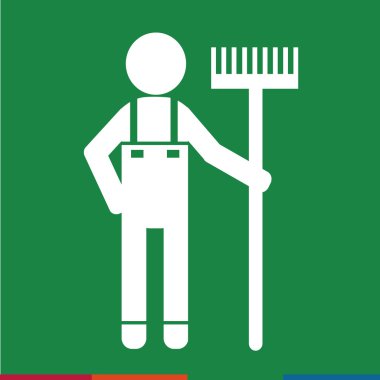 Temiz adam ve Temizleme Aracı ekipman illüstrasyon tasarımı