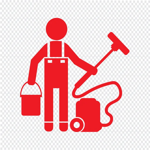 Temiz adam ve Temizleme Aracı ekipman illüstrasyon tasarımı