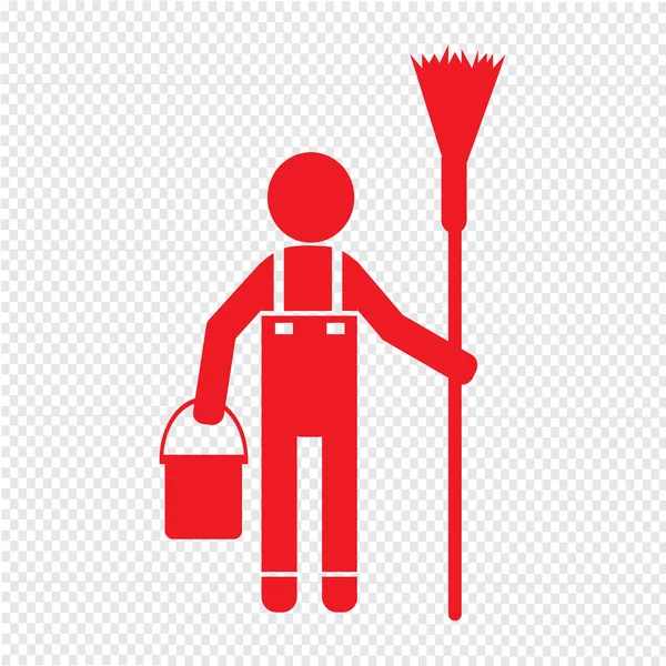 Temiz adam ve Temizleme Aracı ekipman illüstrasyon tasarımı