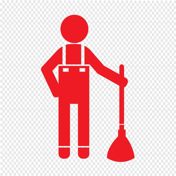 Temiz adam ve Temizleme Aracı ekipman illüstrasyon tasarımı