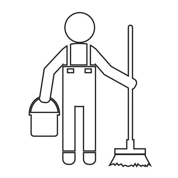 Homem mais limpo e equipamento de ferramentas de limpeza Design de ilustração — Vetor de Stock