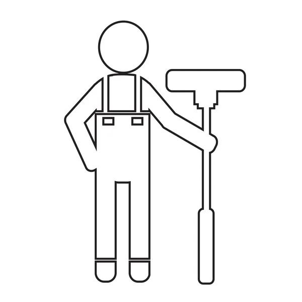 Renare Man och rengöring redskap utrustning Illustration design — Stock vektor