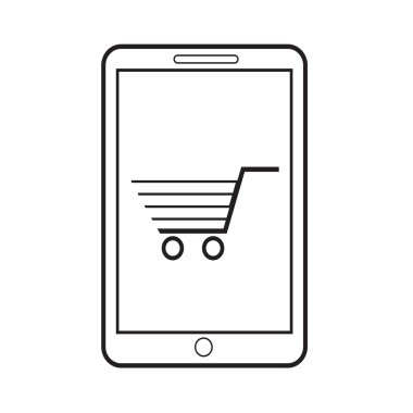 İnce çizgi Mobil alışveriş simgesi