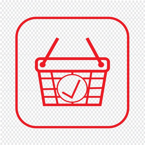 Thin Line Shopping Basket Icono Diseño de Ilustración — Archivo Imágenes Vectoriales