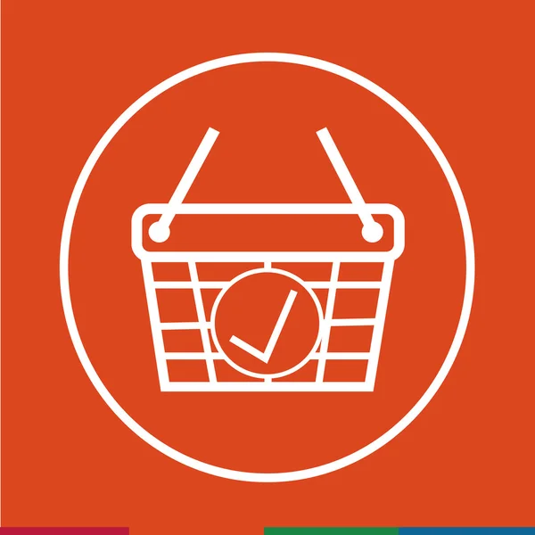 Thin Line Shopping Basket Icono Diseño de Ilustración — Archivo Imágenes Vectoriales