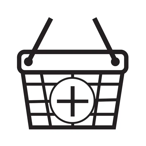 Thin Line Shopping Basket Icono Diseño de Ilustración — Archivo Imágenes Vectoriales