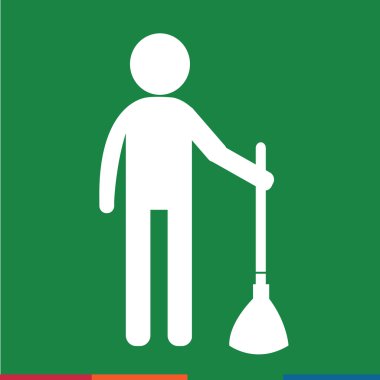 Temiz adam ve Temizleme Aracı cihazları insanlar simgesi illüstrasyon