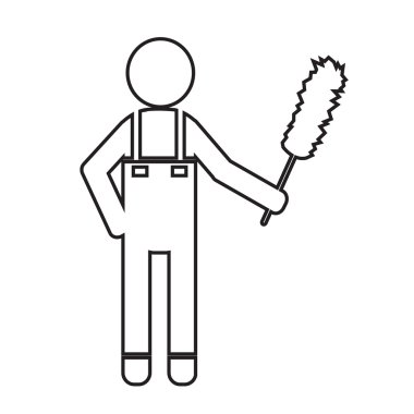 Temiz adam ve Temizleme Aracı ekipman illüstrasyon tasarımı