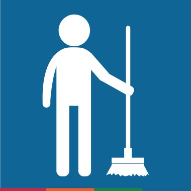 Temiz adam ve Temizleme Aracı cihazları insanlar simgesi illüstrasyon