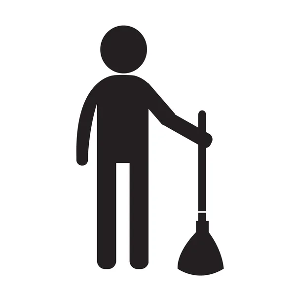 Cleaner Man and Cleaning Tool Equipment people icon Illustration — Stock Vector