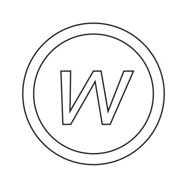 Temel yazı tipi harfi w simgesi illüstrasyon tasarım