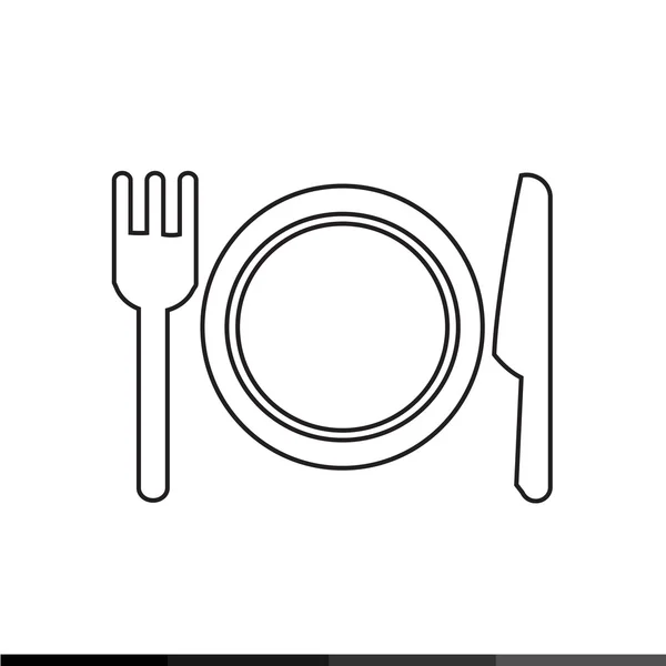 Placa tenedor y cuchillo icono Ilustración diseño — Vector de stock