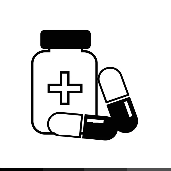 Icône de médecine, icône de pilule illustration design — Image vectorielle