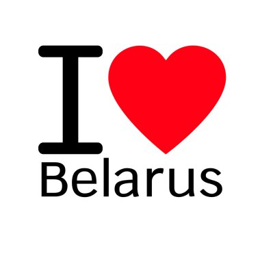 Beyaz Rusya illüstrasyon tasarım kalp işareti ile yazı seviyorum