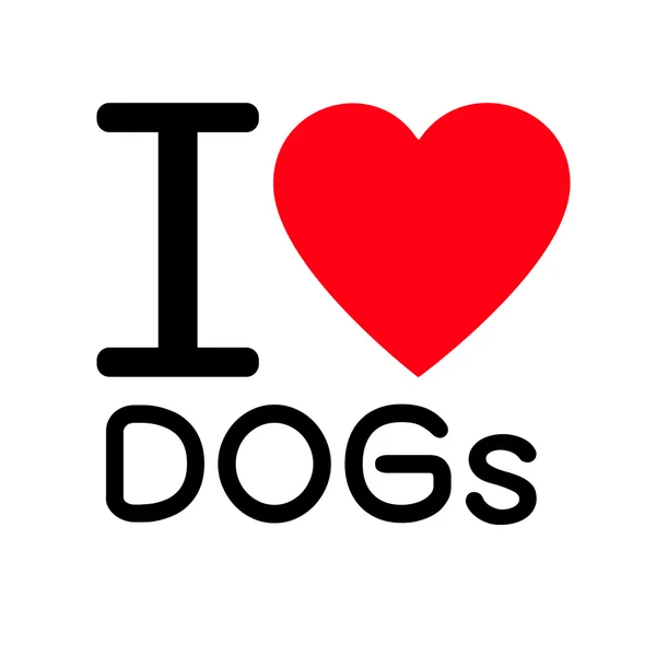 Ich liebe Hunde Schriftzug Illustration Design mit Zeichen — Stockvektor